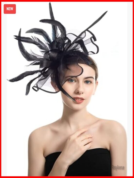 Sinamay Fascinator Pillbox Hat with Feathers Flowers for Derby Wedding main image 4